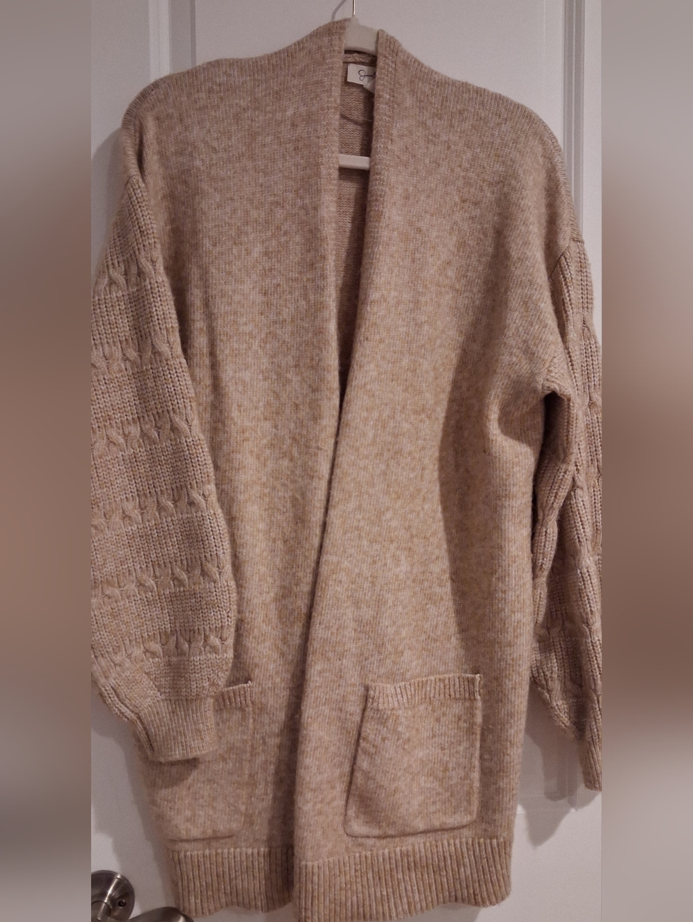 Jessica Simpson Open-Front Knit Cardigan - Tan Heather